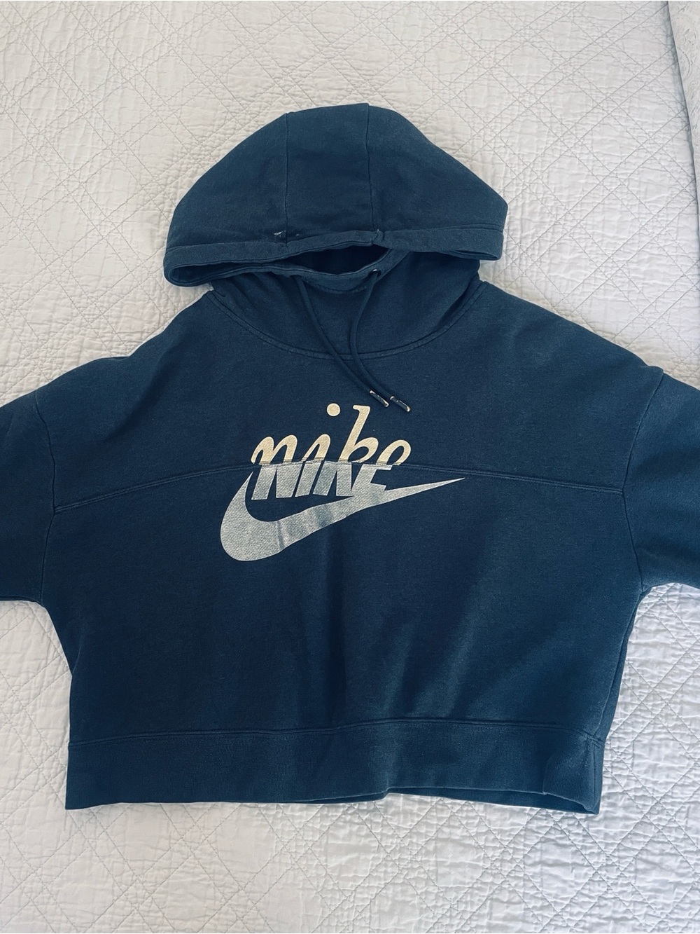 Nike Black Cropped Hoodie with Gold Swoosh